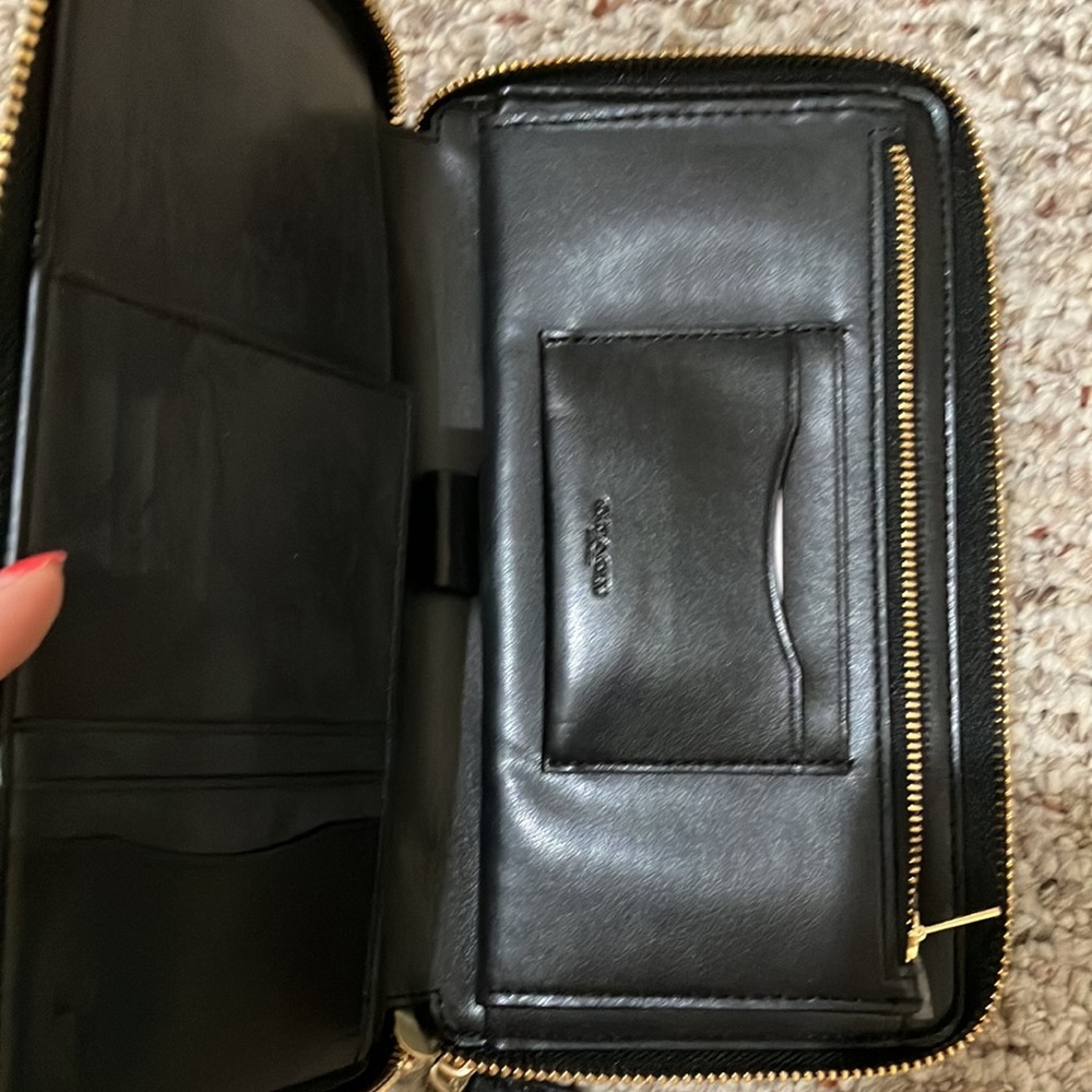 coach Double Zip Travel Wallet In Signature Canvas F23552 Brown and Black - Picture 12 of 15